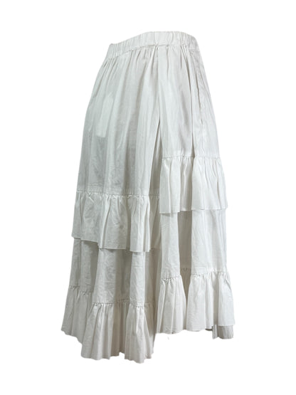 Comme des Garçons 2022 - White cotton asymmetric skirt with ruffles