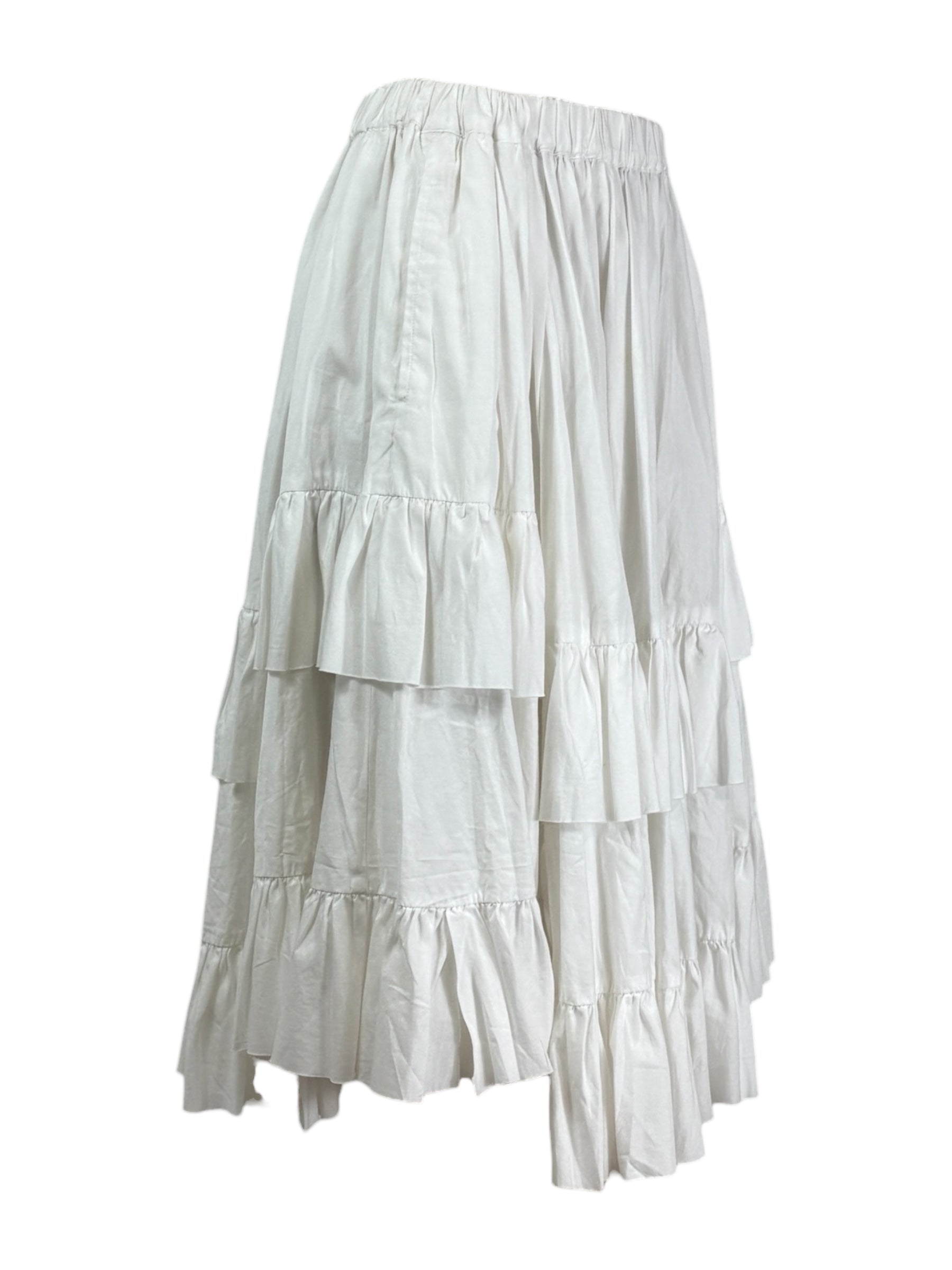 Comme des Garçons 2022 - White cotton asymmetric skirt with ruffles