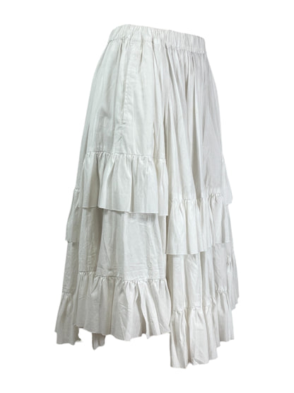 Comme des Garçons 2022 - White cotton asymmetric skirt with ruffles