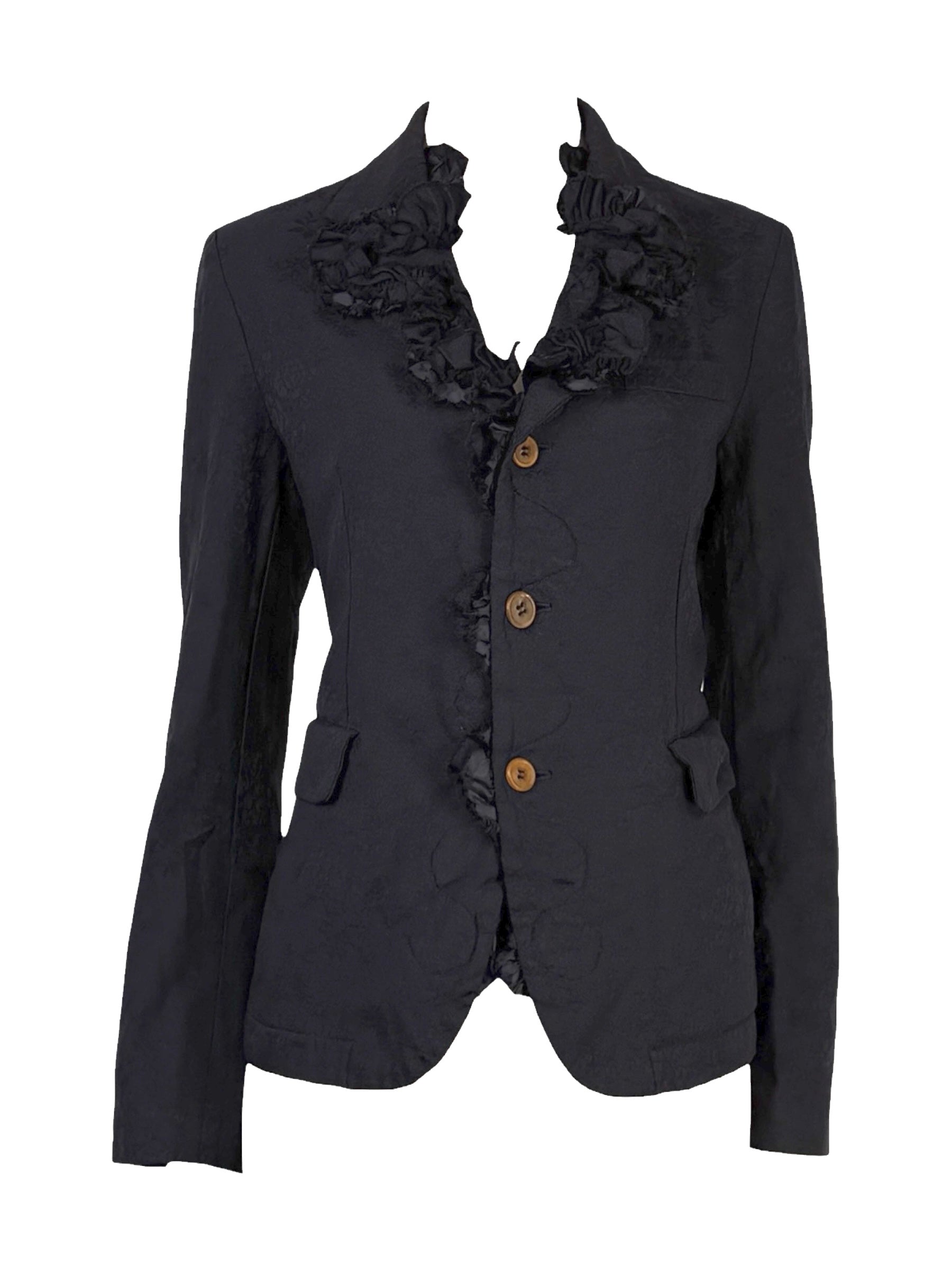Comme des Garçons Collection Autumn winter 2015 2016 navy blue jacket with gathered details