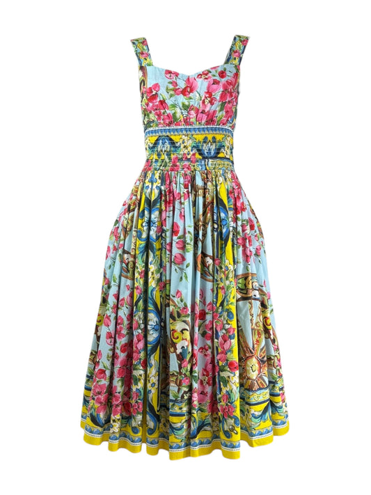 Dolce & Gabbana - Floral print cotton strapless dress
