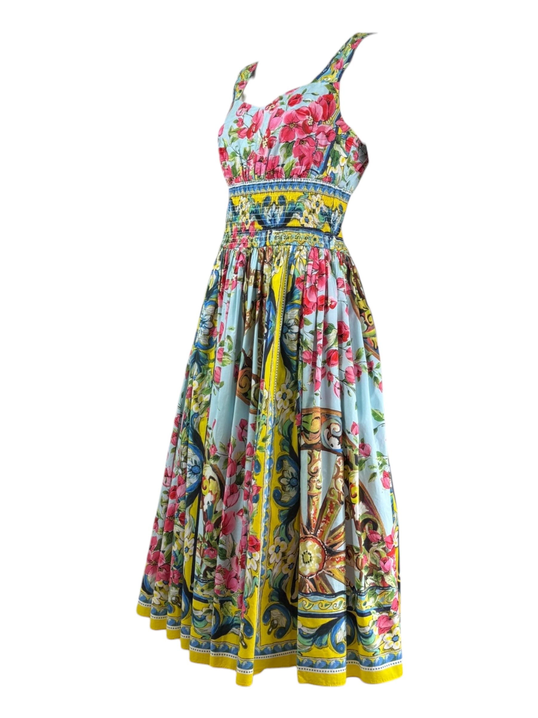Dolce & Gabbana - Floral print cotton strapless dress