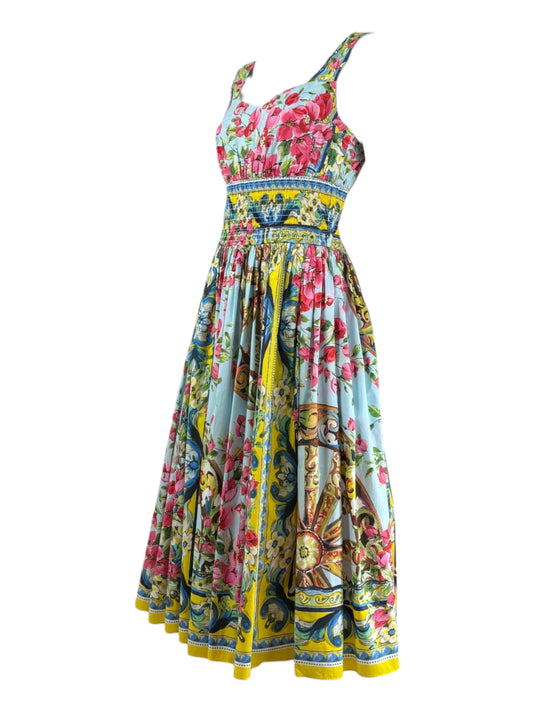 Dolce & Gabbana - Floral print cotton strapless dress