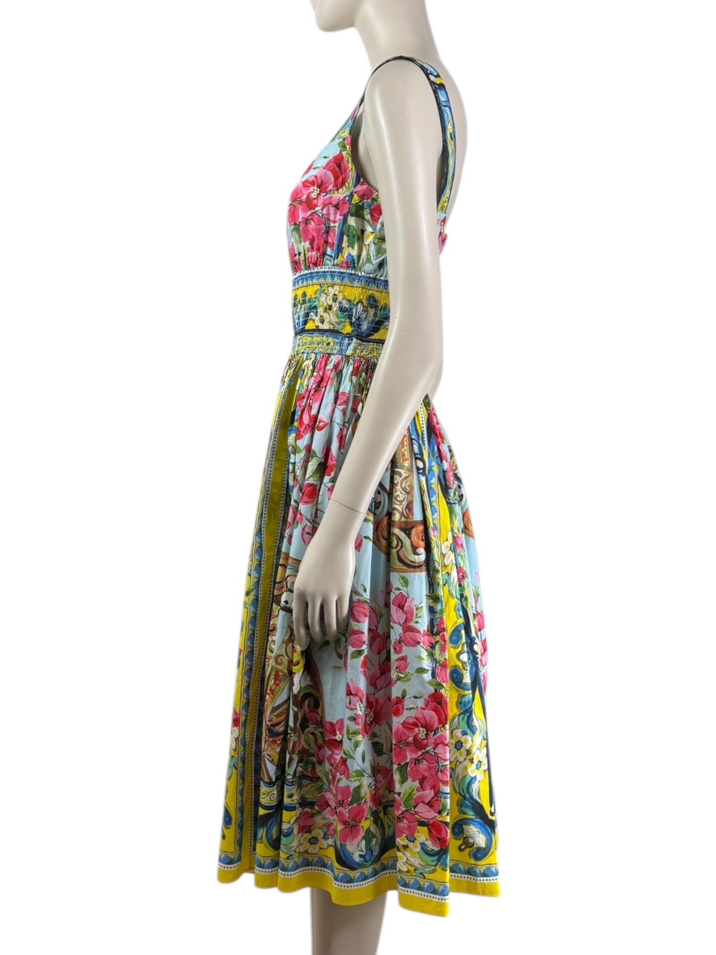 Dolce & Gabbana - Floral print cotton strapless dress