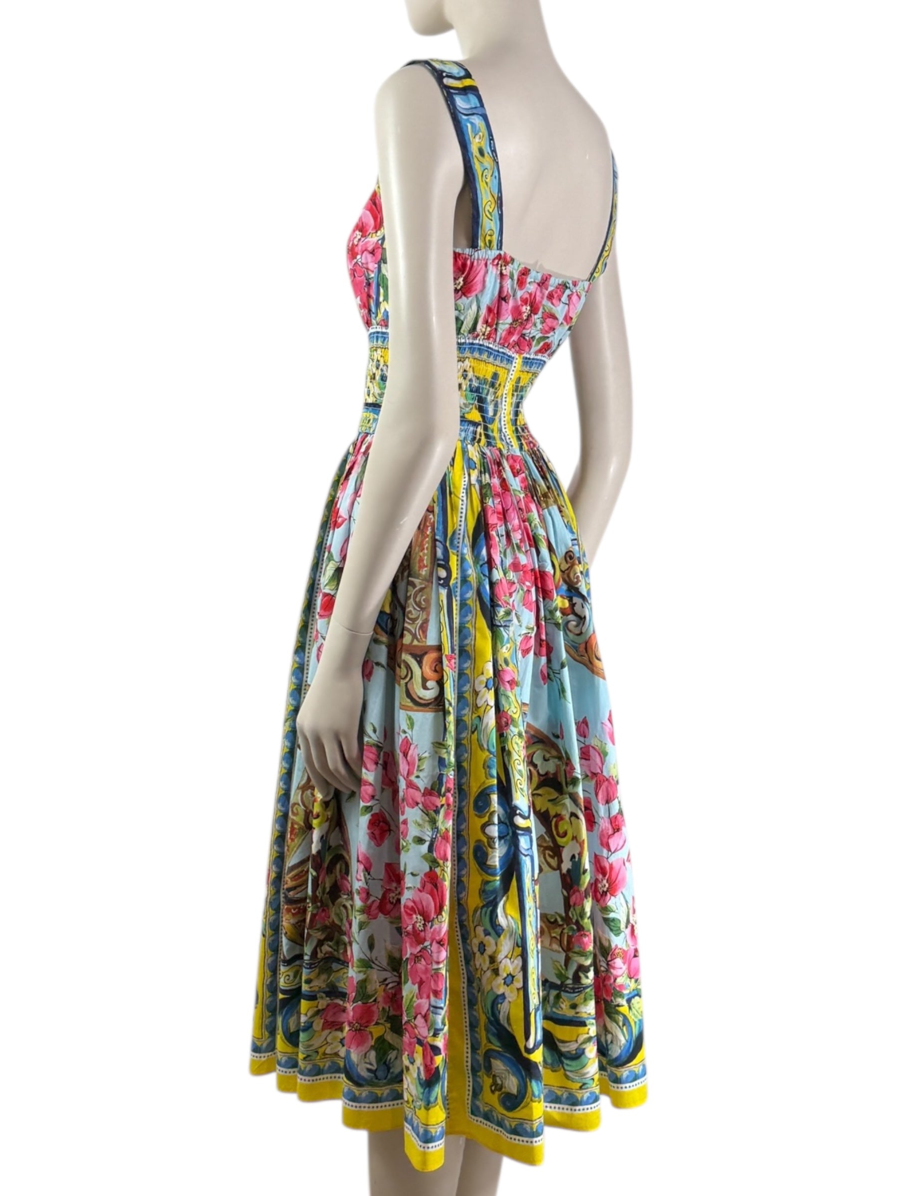 Dolce & Gabbana - Floral print cotton strapless dress