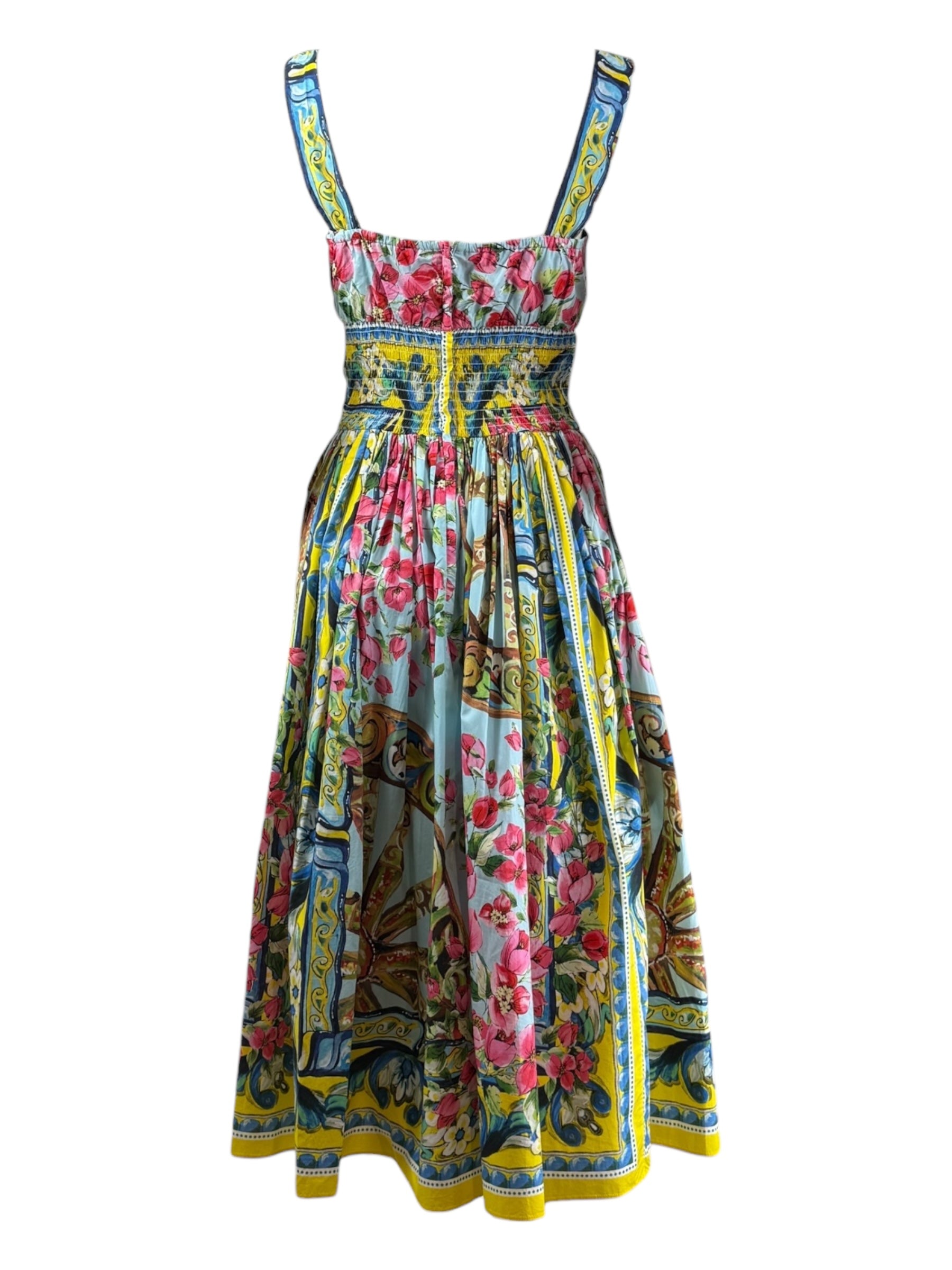 Dolce & Gabbana - Floral print cotton strapless dress