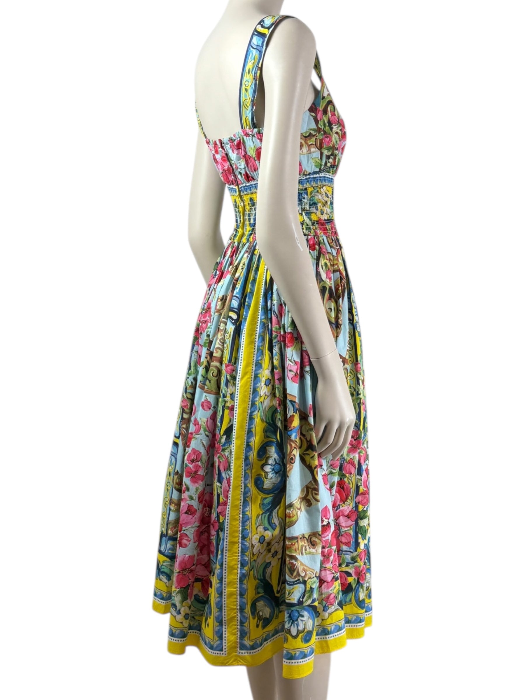 Dolce & Gabbana - Floral print cotton strapless dress