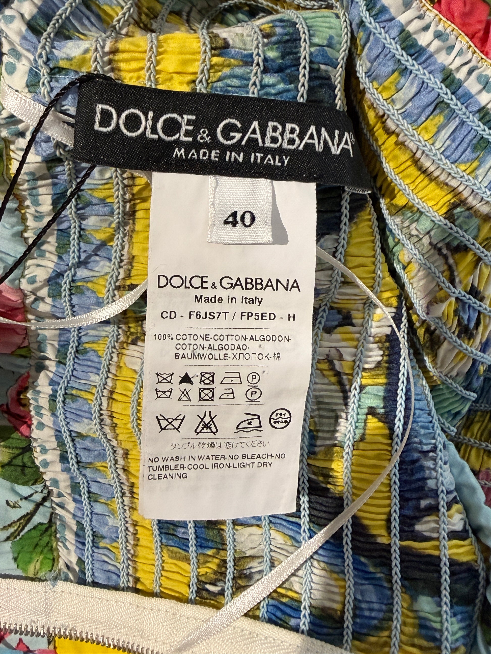 Dolce & Gabbana - Floral print cotton strapless dress