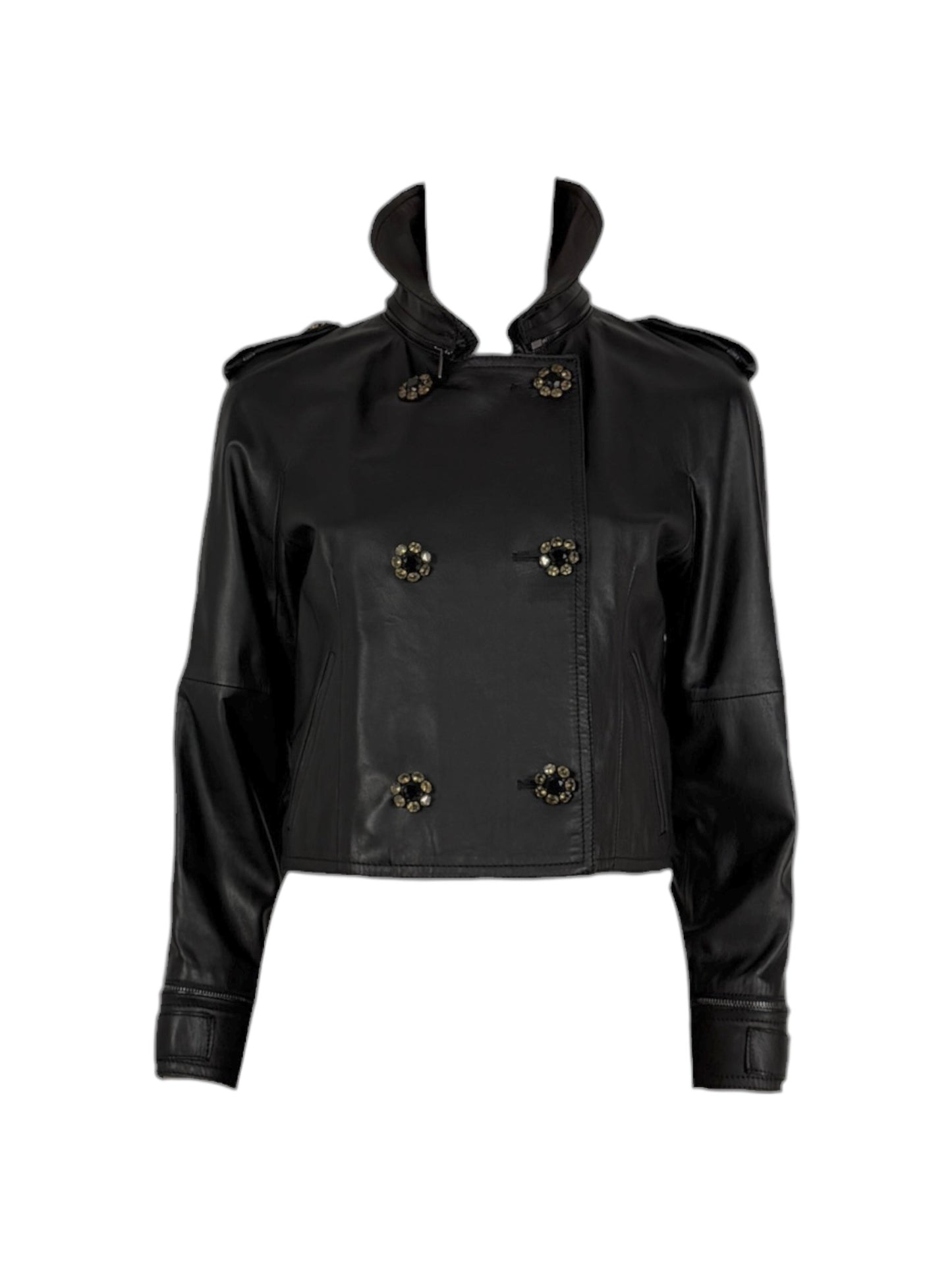 Dolce & Gabbana - Short black lambskin leather jacket