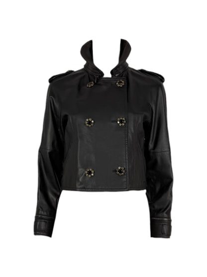 Dolce & Gabbana - Short black lambskin leather jacket