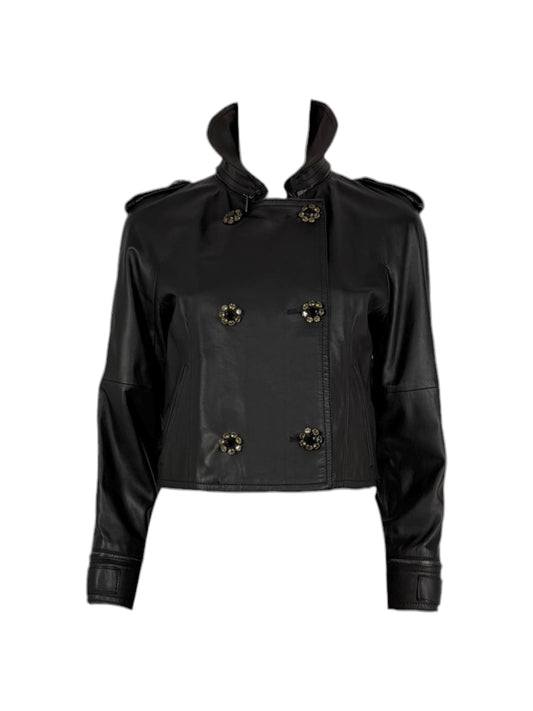 Dolce & Gabbana - Short black lambskin leather jacket