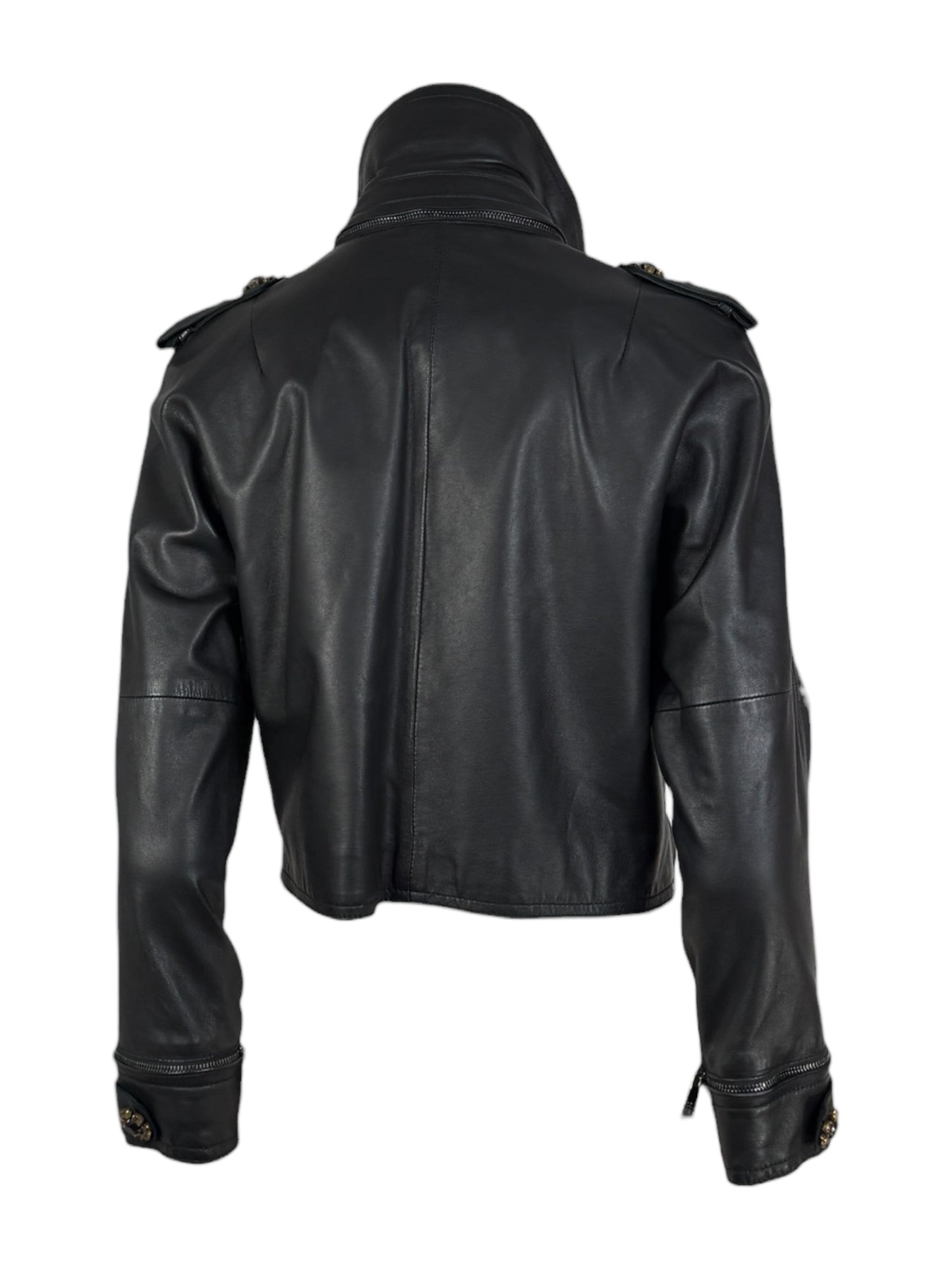 Dolce & Gabbana - Short black lambskin leather jacket