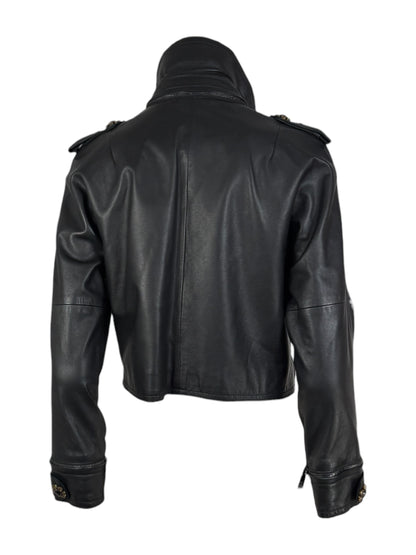Dolce & Gabbana - Short black lambskin leather jacket