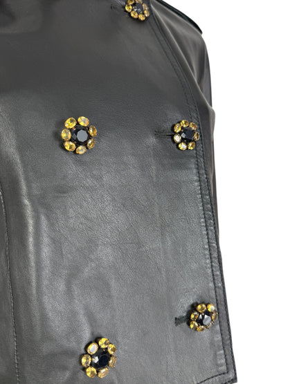Dolce & Gabbana - Short black lambskin leather jacket