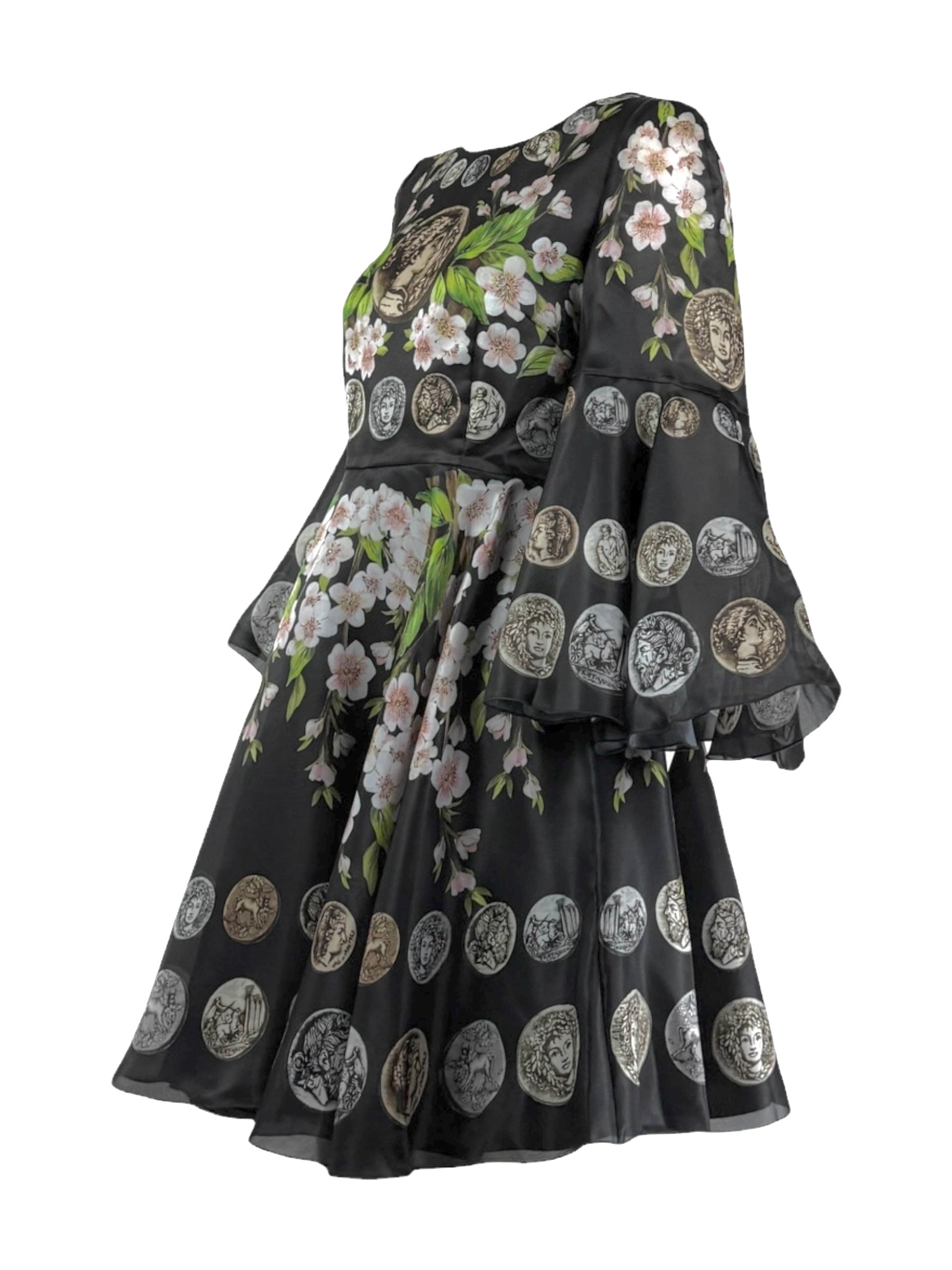 Dolce & Gabbana - Spring/Summer 2014 - Look 23 - Mini dress in black organza printed with a floral, coin motif