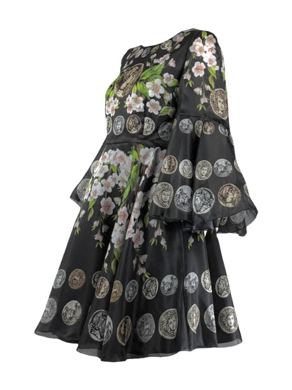 Dolce & Gabbana - Spring/Summer 2014 - Look 23 - Mini dress in black organza printed with a floral, coin motif