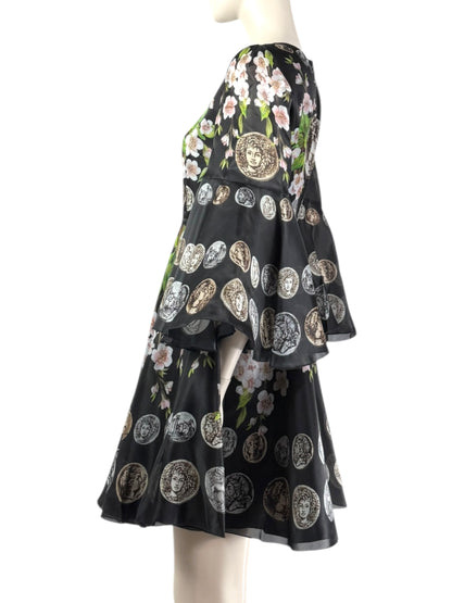 Dolce & Gabbana - Spring/Summer 2014 - Look 23 - Mini dress in black organza printed with a floral, coin motif