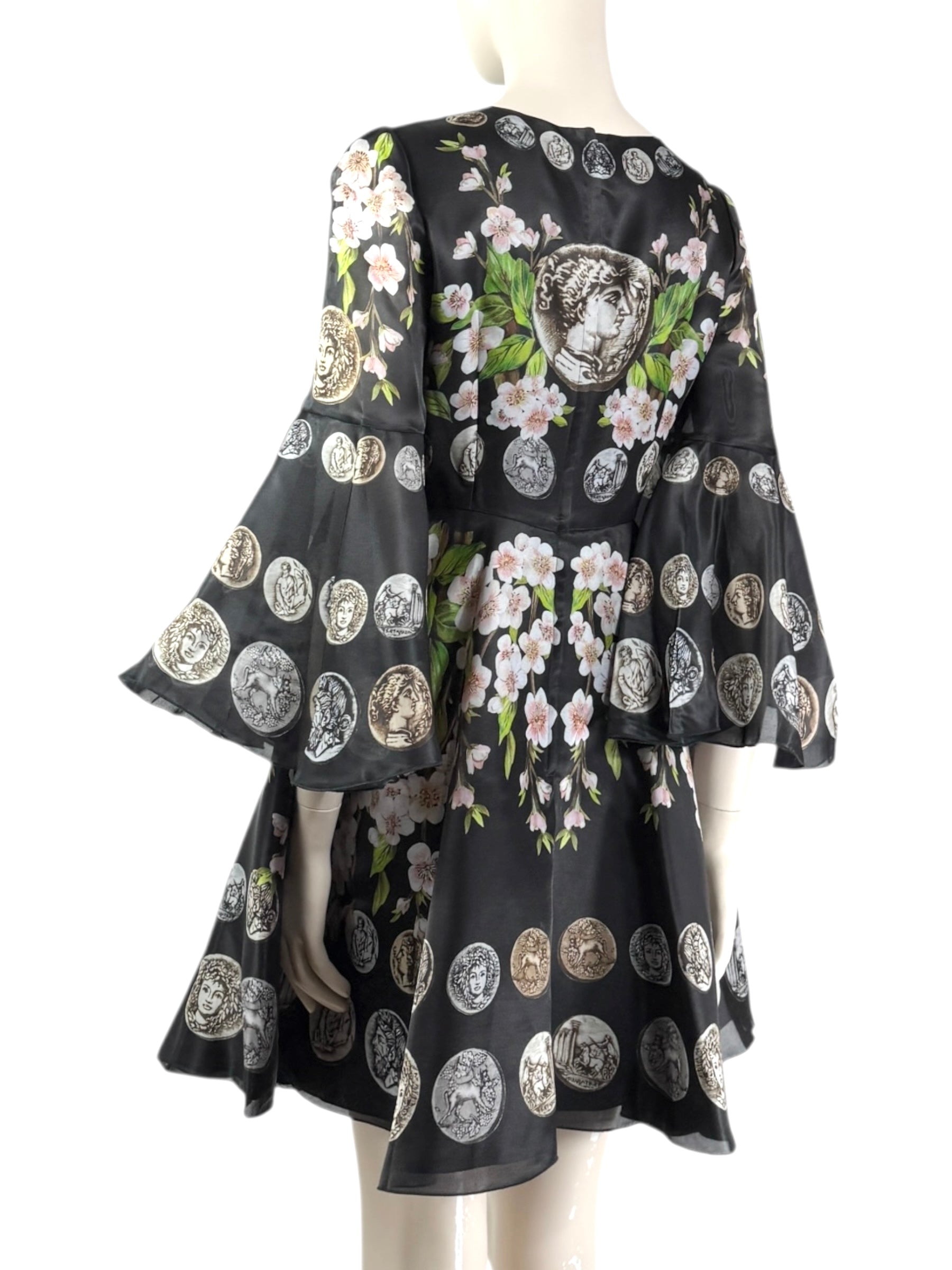 Dolce & Gabbana - Spring/Summer 2014 - Look 23 - Mini dress in black organza printed with a floral, coin motif