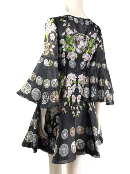 Dolce & Gabbana - Spring/Summer 2014 - Look 23 - Mini dress in black organza printed with a floral, coin motif