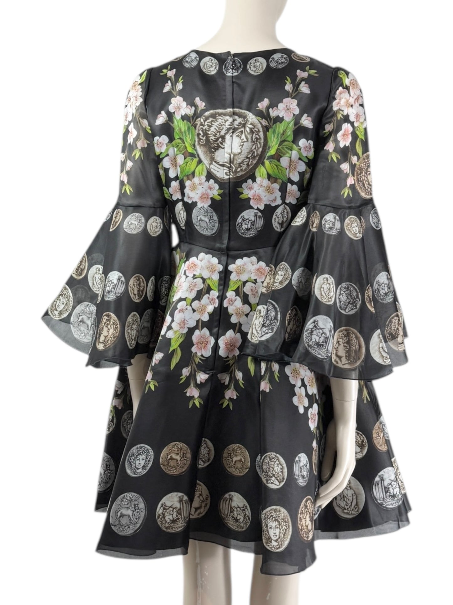 Dolce & Gabbana - Spring/Summer 2014 - Look 23 - Mini dress in black organza printed with a floral, coin motif