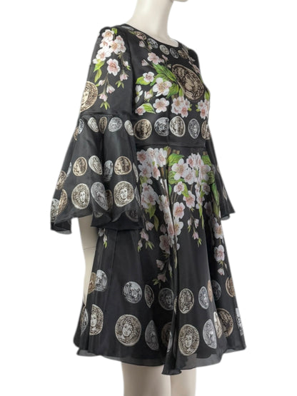 Dolce & Gabbana - Spring/Summer 2014 - Look 23 - Mini dress in black organza printed with a floral, coin motif