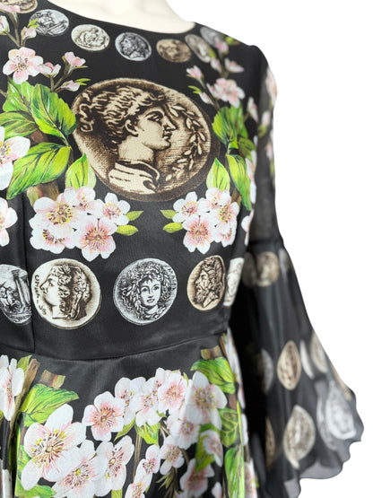 Dolce & Gabbana - Spring/Summer 2014 - Look 23 - Mini dress in black organza printed with a floral, coin motif
