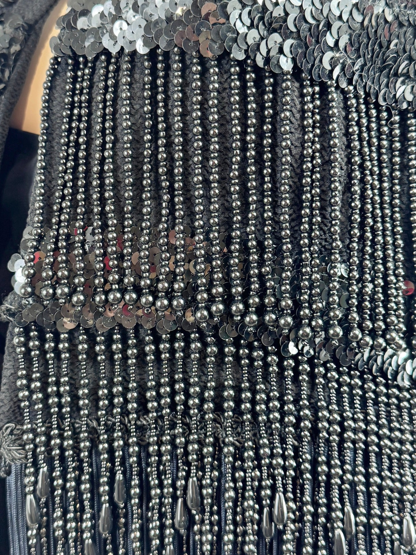 Dolce Gabbana Fall 1991 Black fringe beaded ensemble