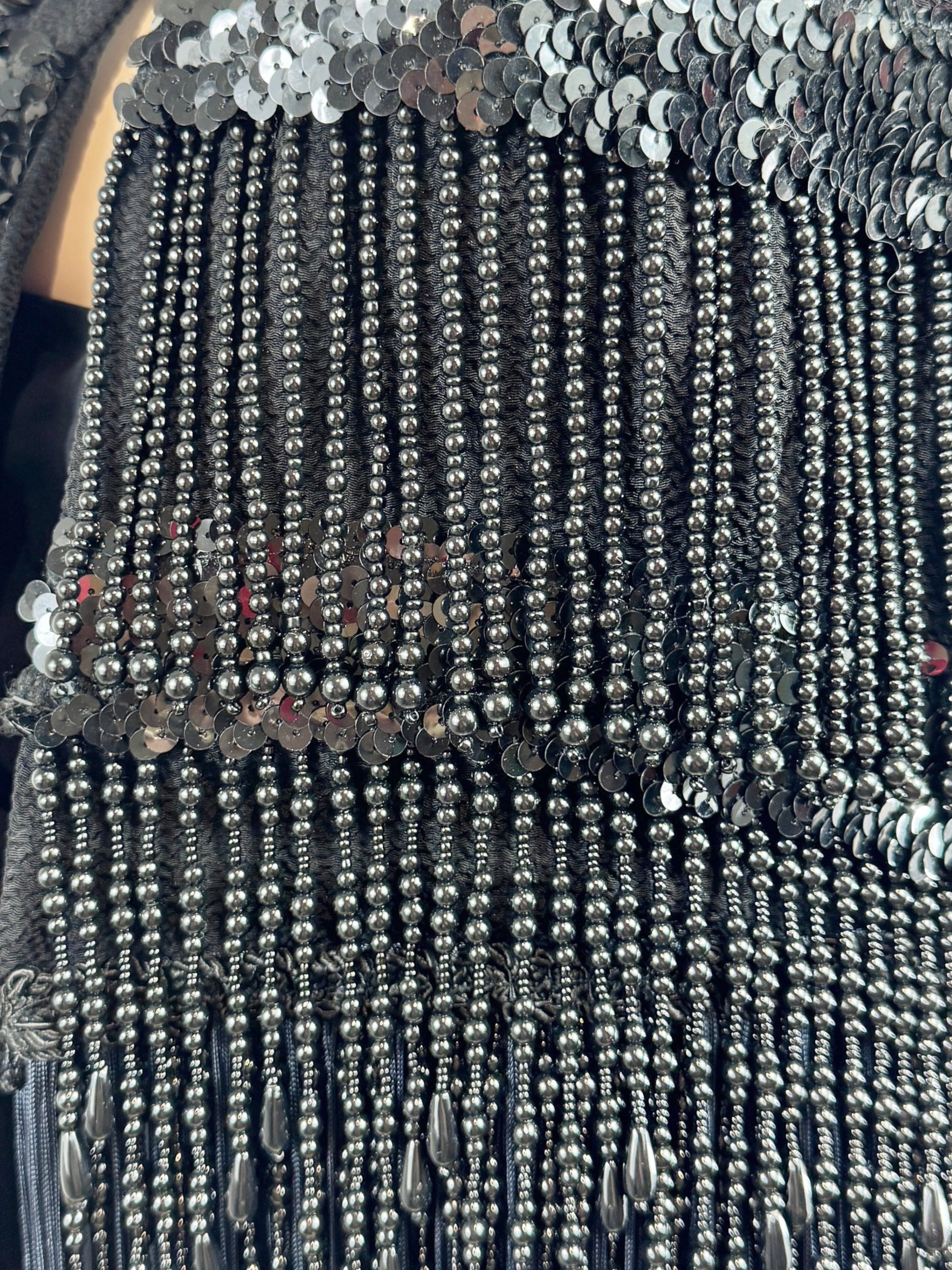 Dolce Gabbana Fall 1991 Black fringe beaded ensemble