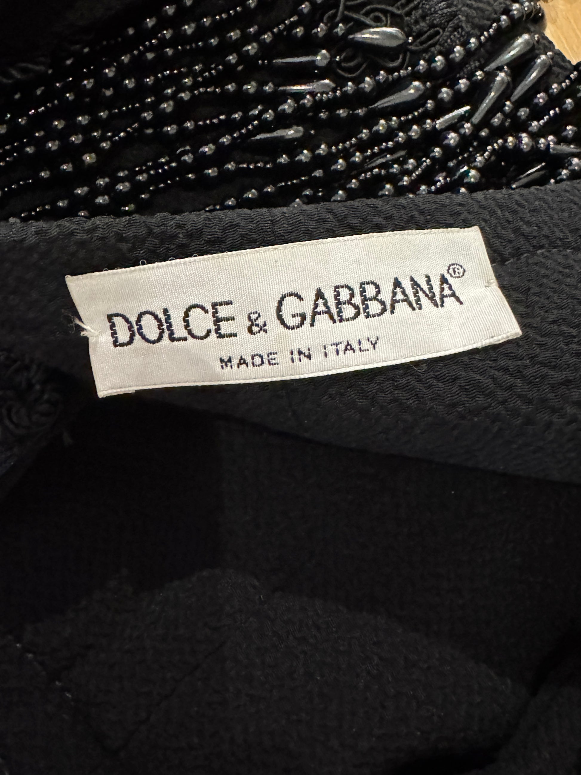 Dolce Gabbana Fall 1991 Black fringe beaded ensemble