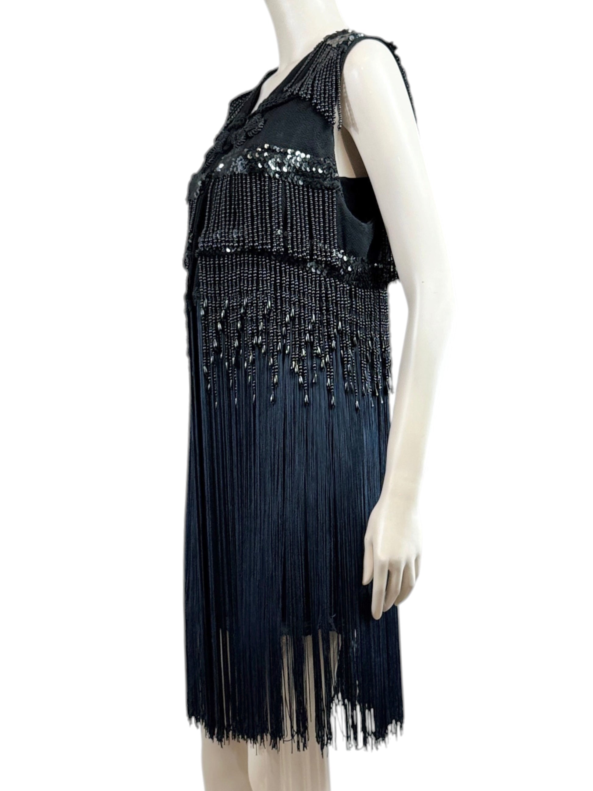 Dolce Gabbana Fall 1991 Black fringe beaded ensemble