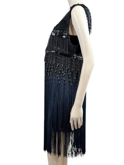 Dolce Gabbana Fall 1991 Black fringe beaded ensemble