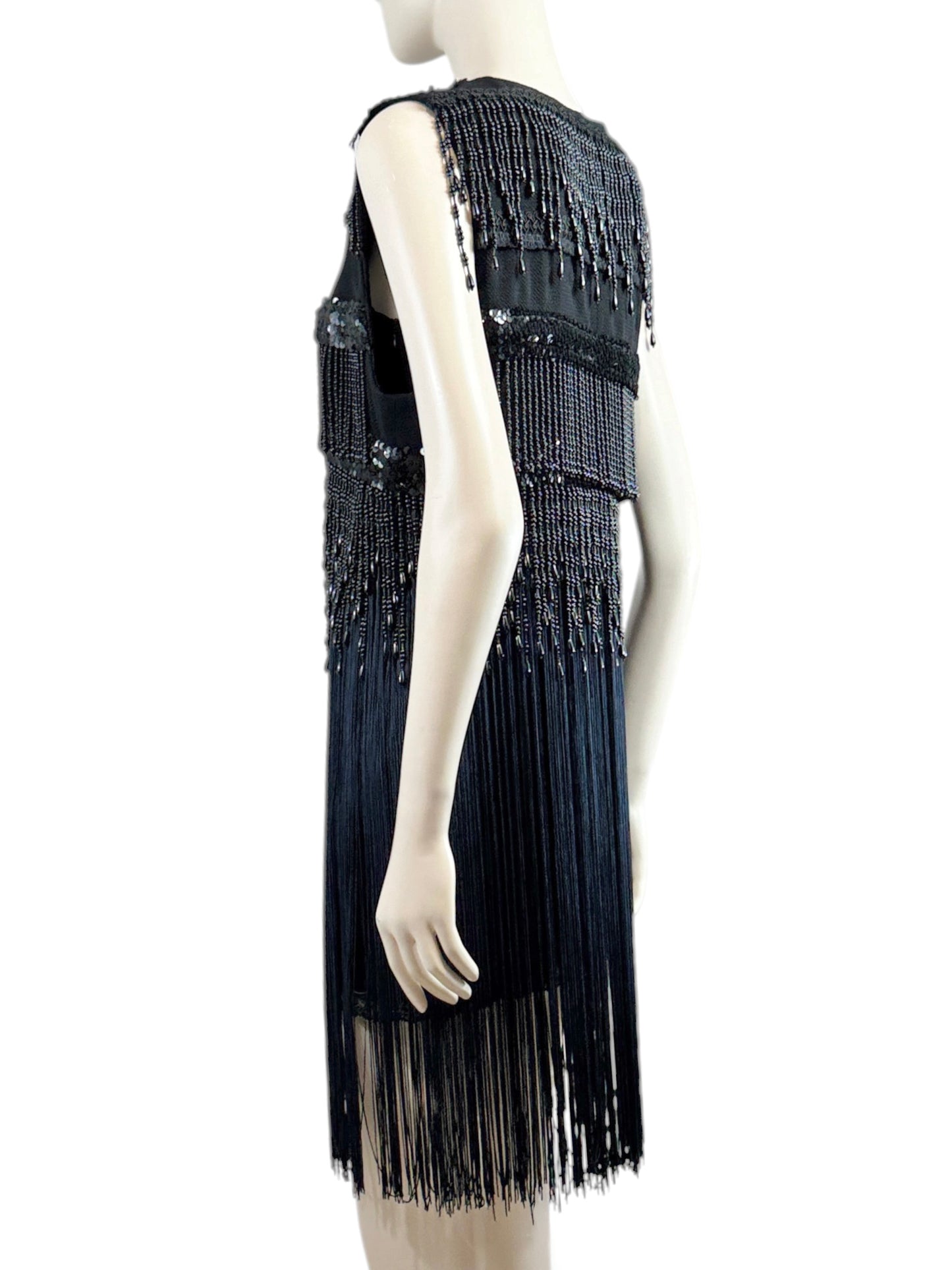 Dolce Gabbana Fall 1991 Black fringe beaded ensemble
