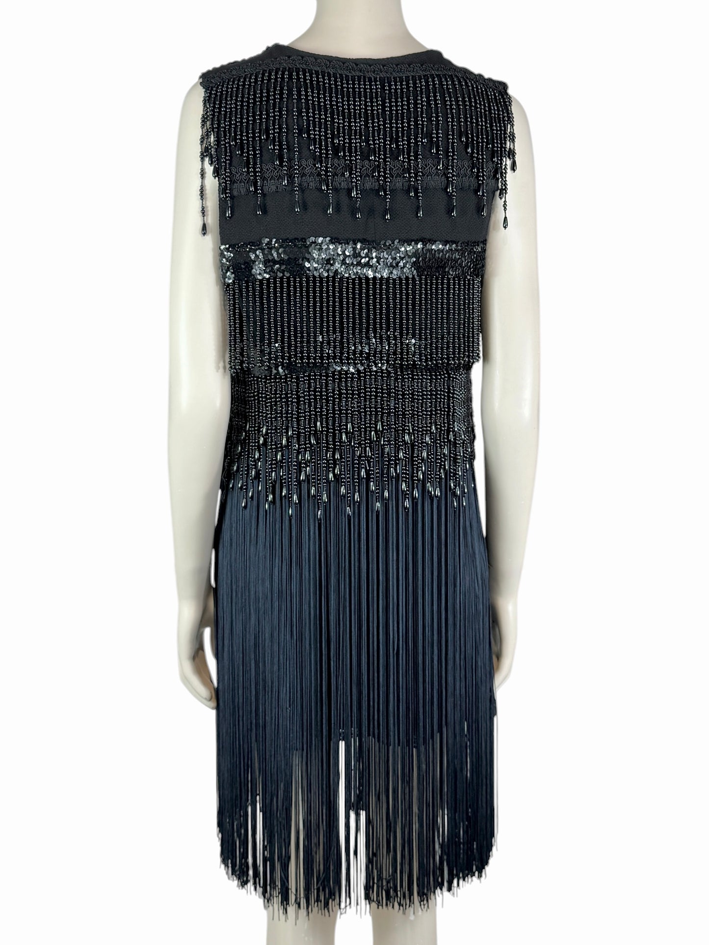 Dolce Gabbana Fall 1991 Black fringe beaded ensemble