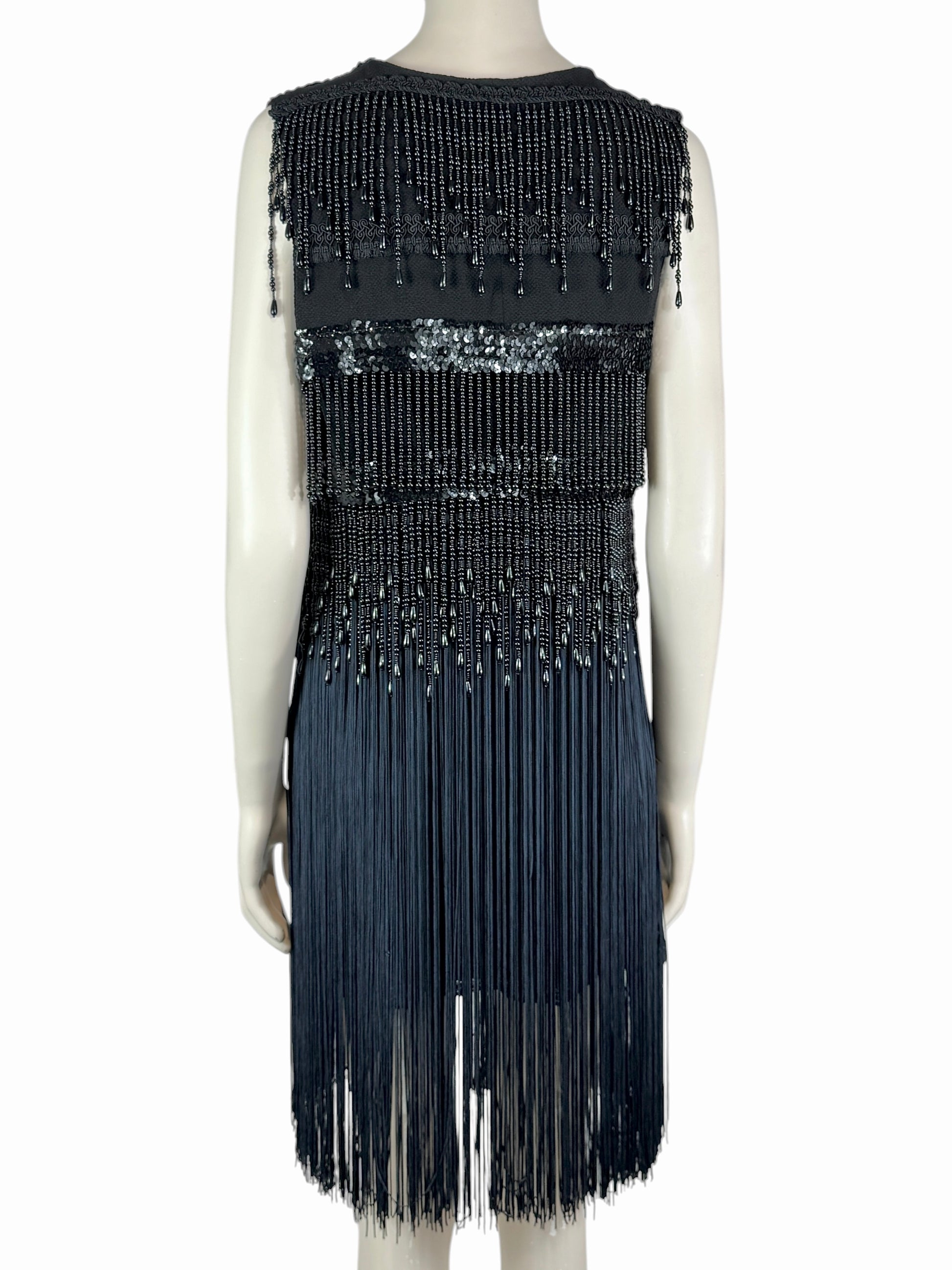 Dolce Gabbana Fall 1991 Black fringe beaded ensemble