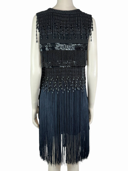 Dolce Gabbana Fall 1991 Black fringe beaded ensemble
