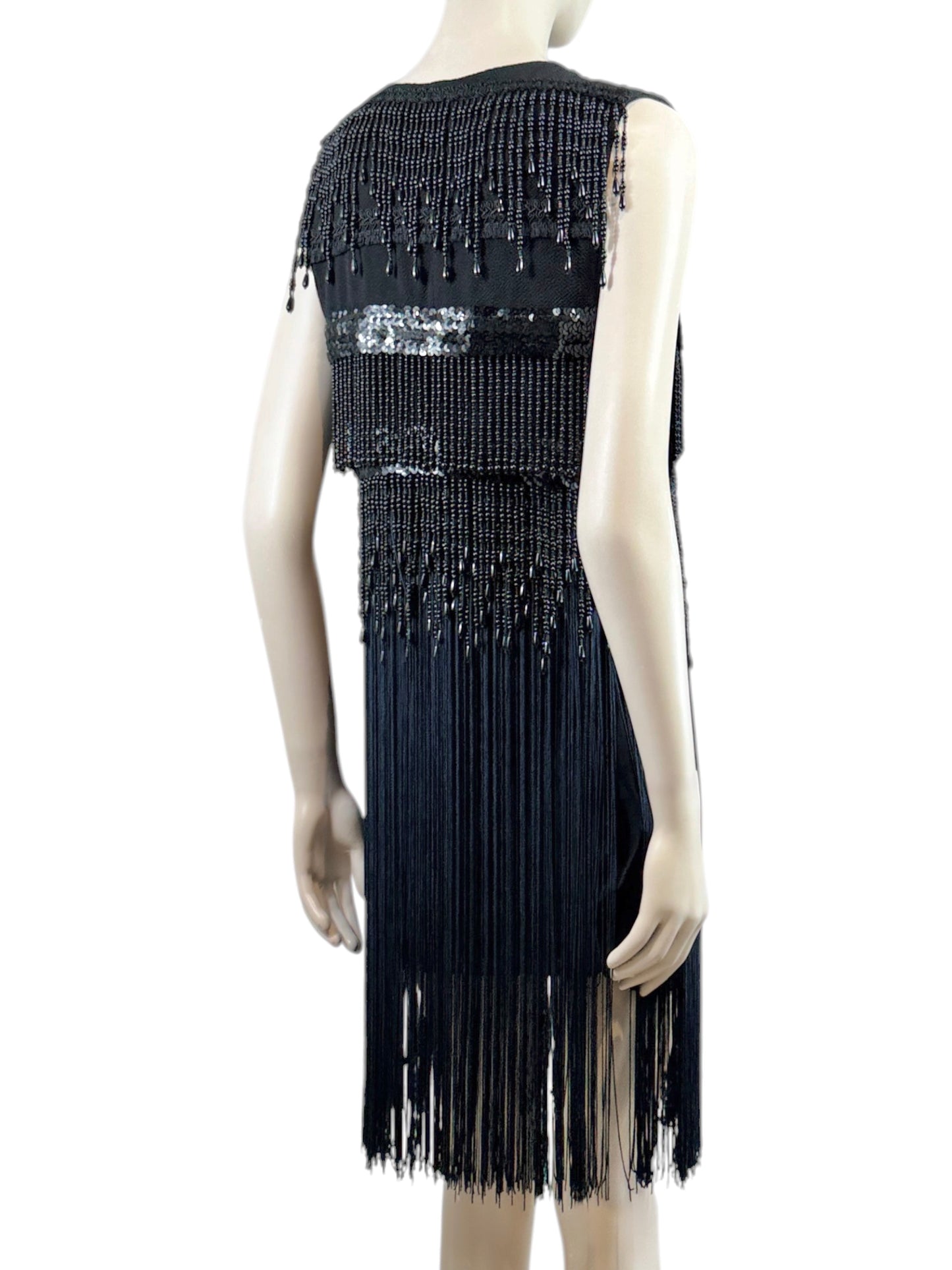 Dolce Gabbana Fall 1991 Black fringe beaded ensemble