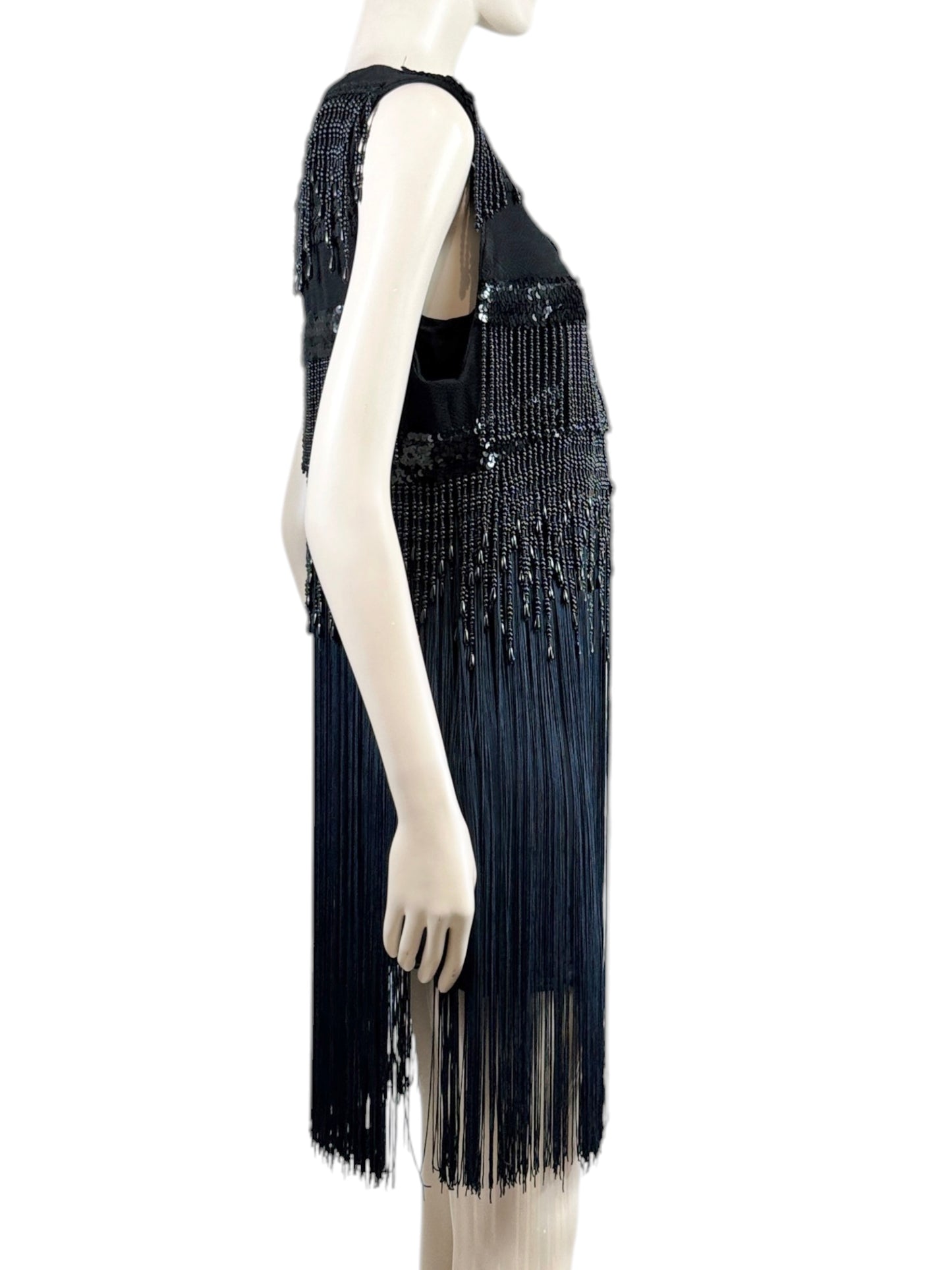 Dolce Gabbana Fall 1991 Black fringe beaded ensemble