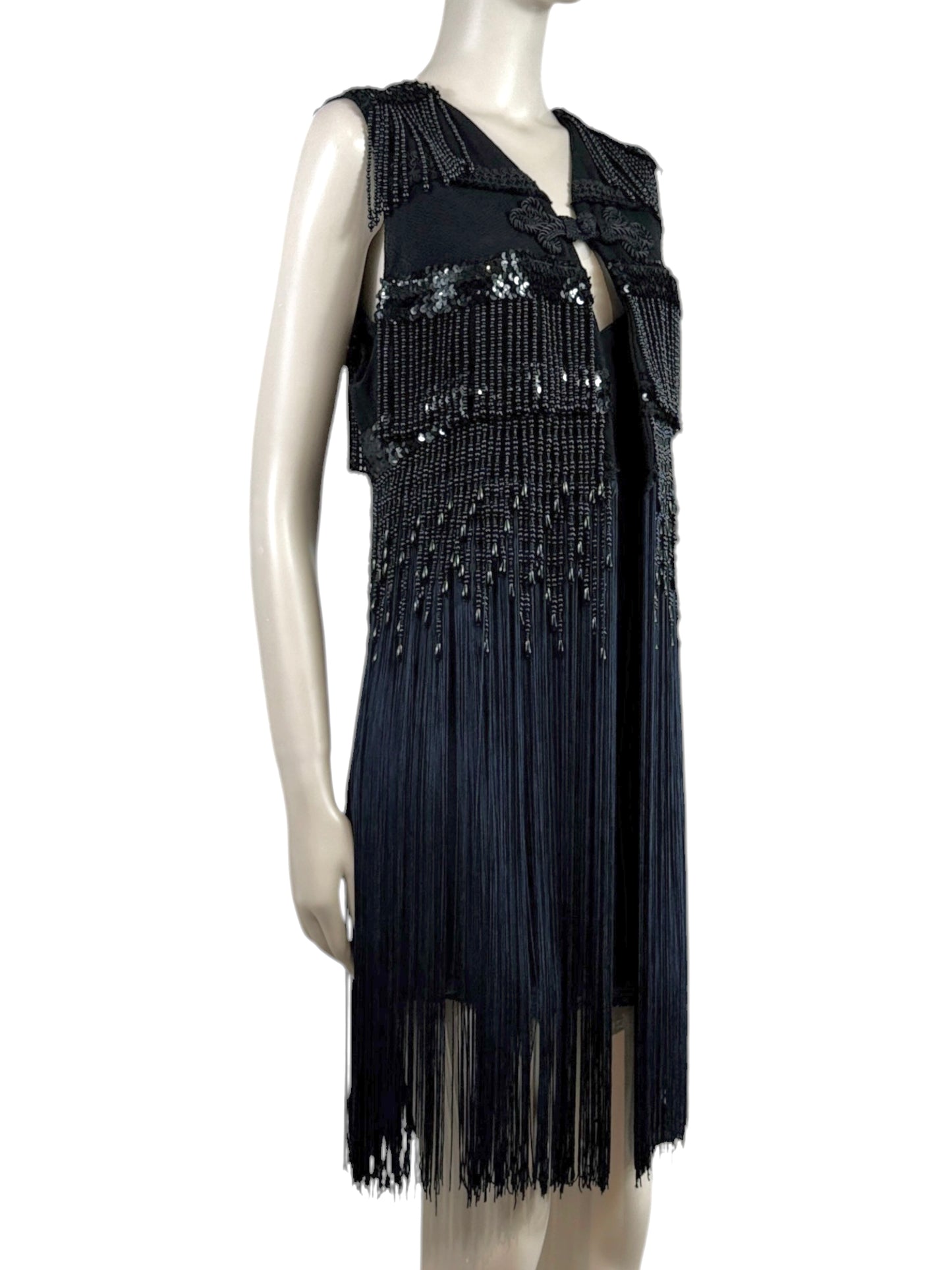 Dolce Gabbana Fall 1991 Black fringe beaded ensemble