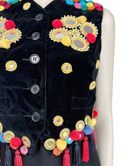 Dolce Gabbana Fall 1992 Ensemble velvet waistcoats spaghetti dress