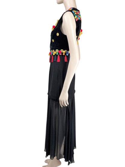 Dolce Gabbana Fall 1992 Ensemble velvet waistcoats spaghetti dress