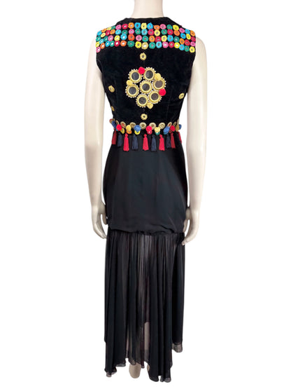 Dolce Gabbana Fall 1992 Ensemble velvet waistcoats spaghetti dress
