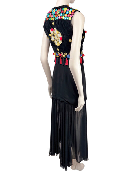 Dolce Gabbana Fall 1992 Ensemble velvet waistcoats spaghetti dress