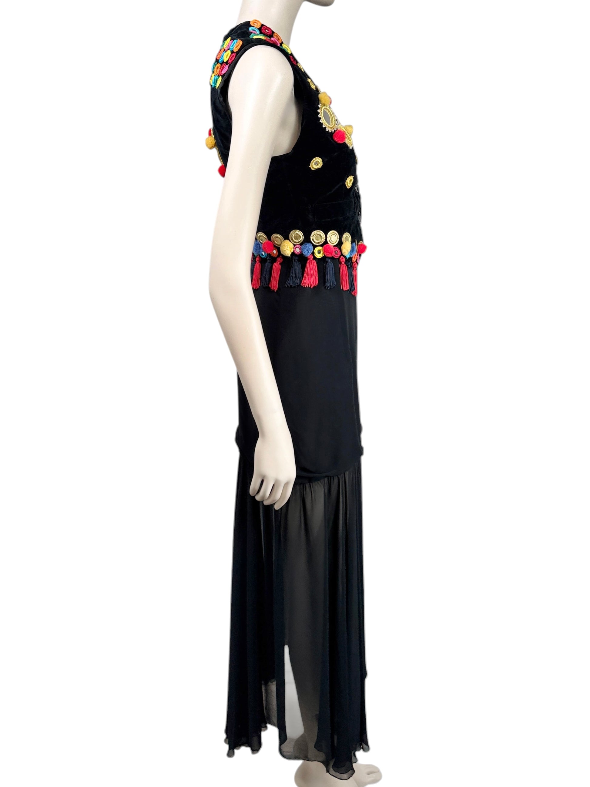 Dolce Gabbana Fall 1992 Ensemble velvet waistcoats spaghetti dress