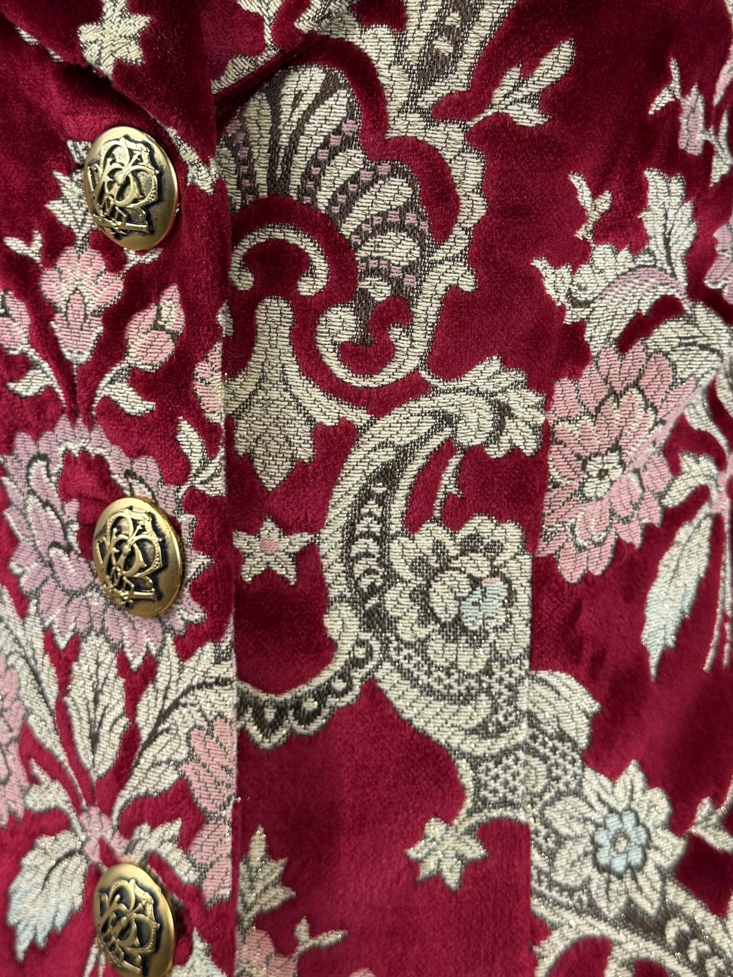 Dolce Gabbana Fall 1992 Gold and red brocade velvet blazer