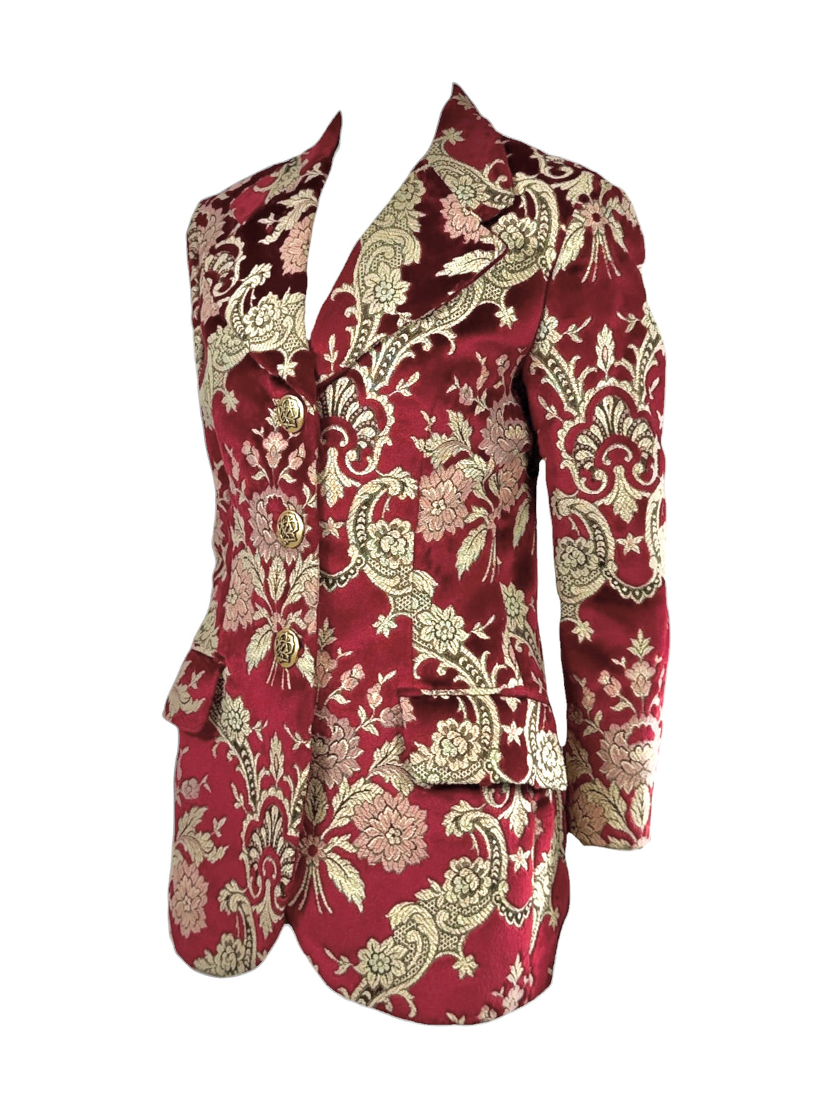 Dolce Gabbana Fall 1992 Gold and red brocade velvet blazer