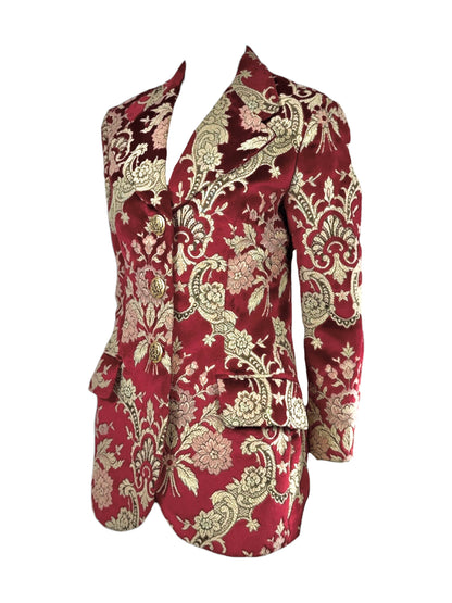 Dolce Gabbana Fall 1992 Gold and red brocade velvet blazer