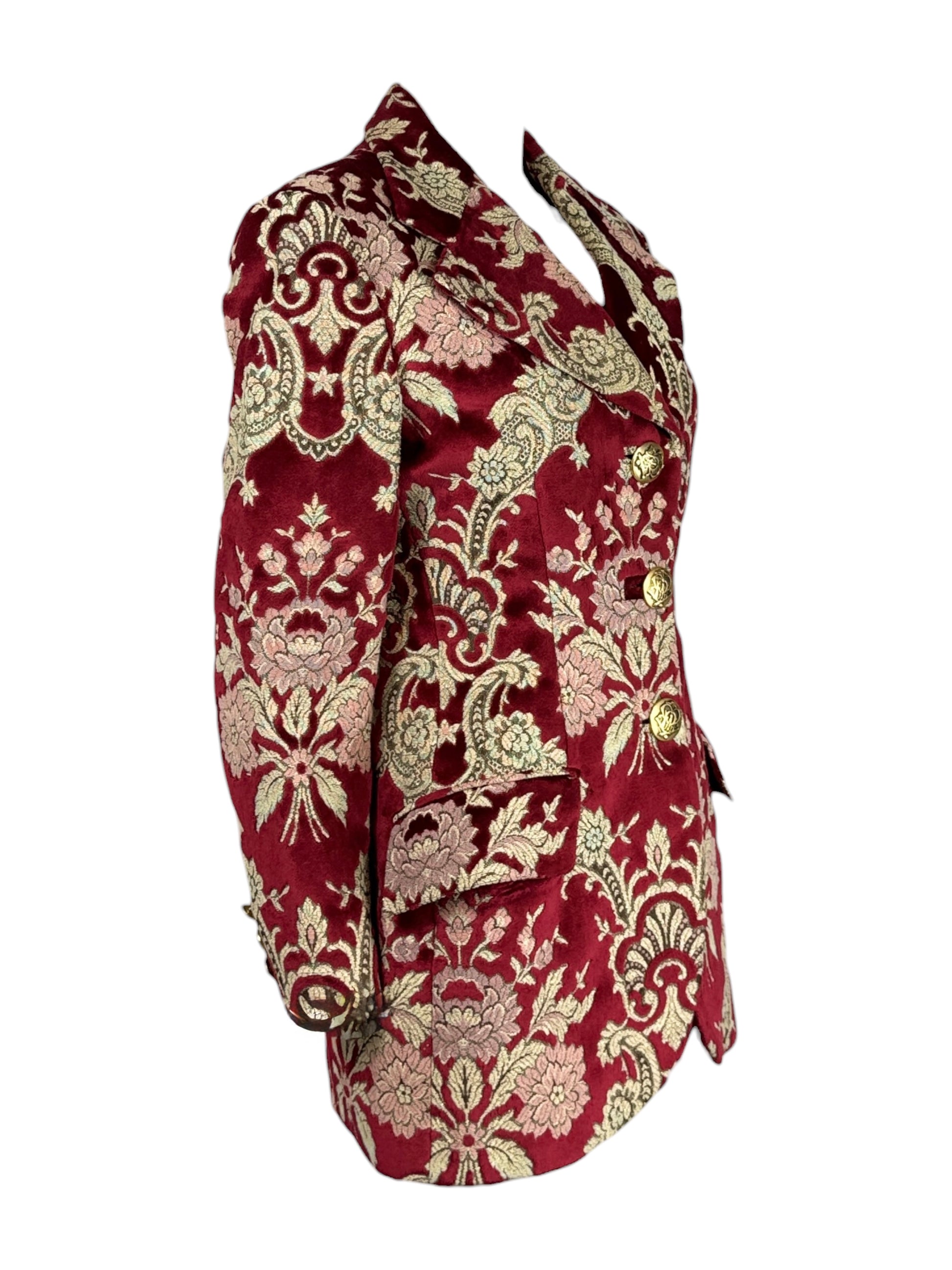 Dolce Gabbana Fall 1992 Gold and red brocade velvet blazer