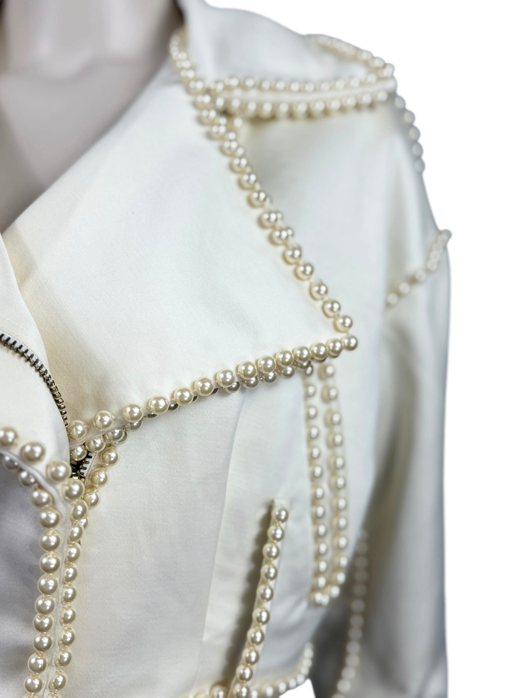 Dolce Gabbana Spring 1992 ecru perfecto with pearls