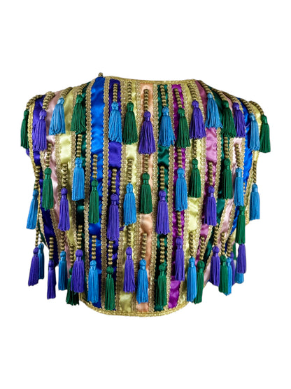 Dolce Gabbana Spring 1993 Look 53 multicolor vest with tassel and passementerie