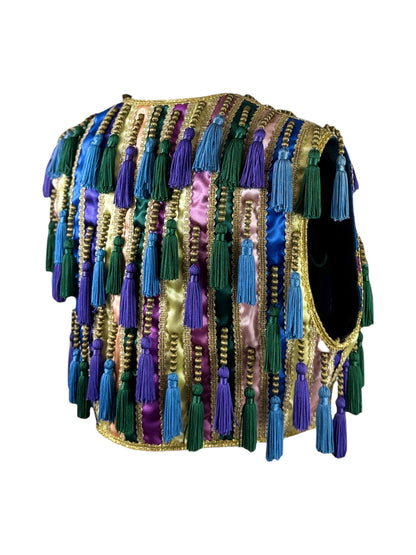 Dolce Gabbana Spring 1993 Look 53 multicolor vest with tassel and passementerie